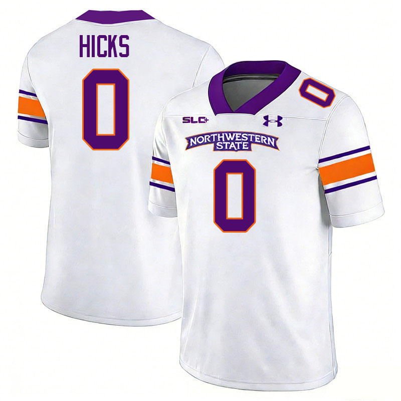 Northwestern State Demons #0 Myion Hicks College Football Jerseys,Uniforms Stitched-White